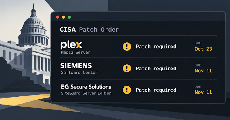 CISA yêu cầu vá lỗ hổng Plex2Shell, Siemens và SiteGuard