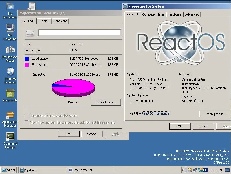 ReactOS hỗ trợ cài đặt lên phân vùng NTFS