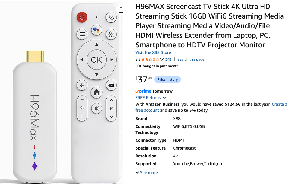 Cảnh báo rủi ro bảo mật từ TV streaming stick H96: giả mạo điện thoại để gian lận quảng cáo
