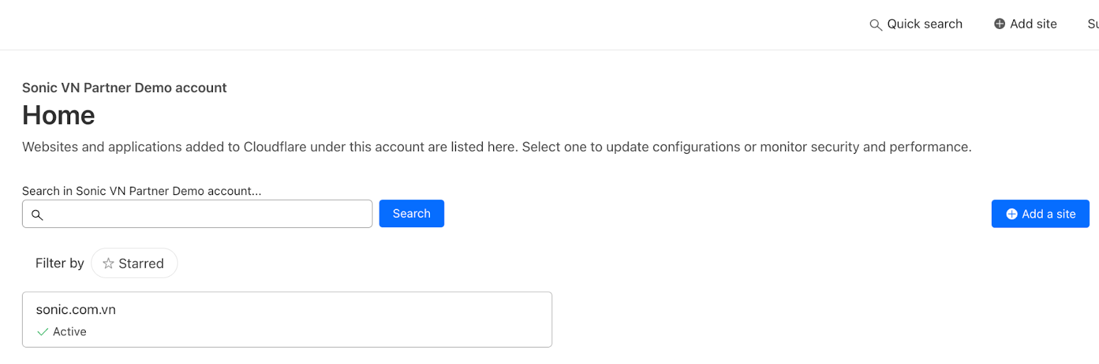 Choose domain on Cloudflare dashboard