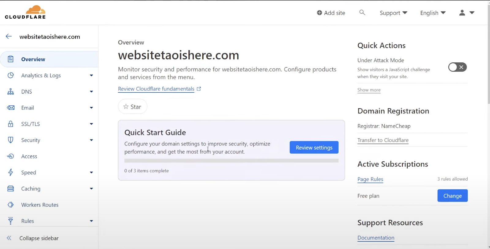 Cloudflare dashboard