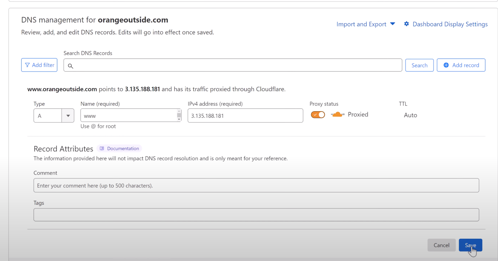 DNS Cloudflare set up