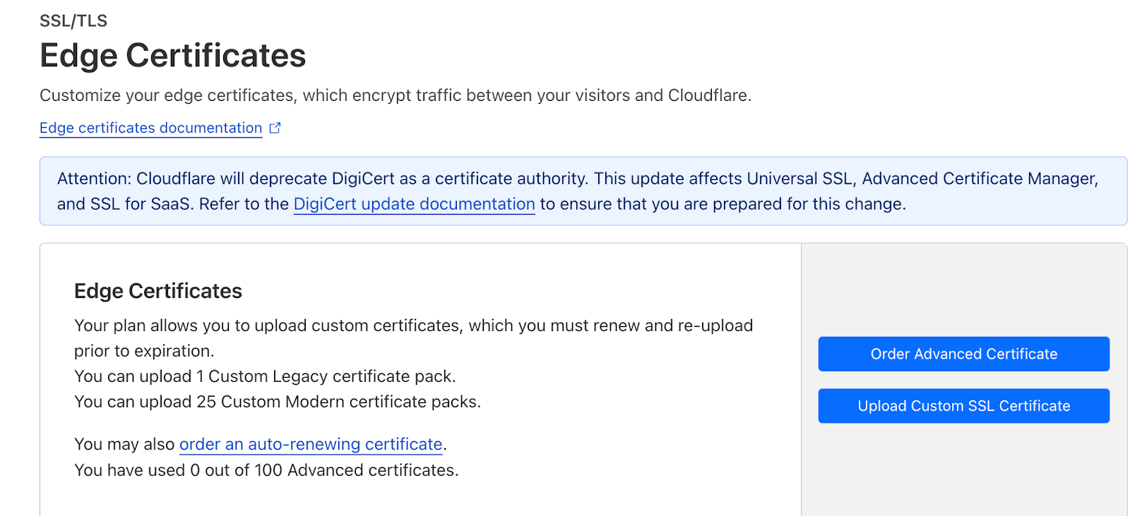 Cloudflare SSL/TLS - Edge Certificate