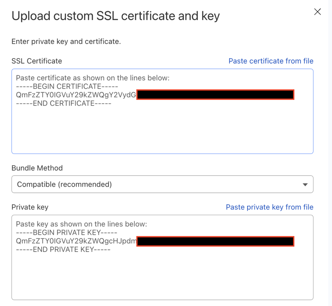 Cloudflare Upload SSL certificate