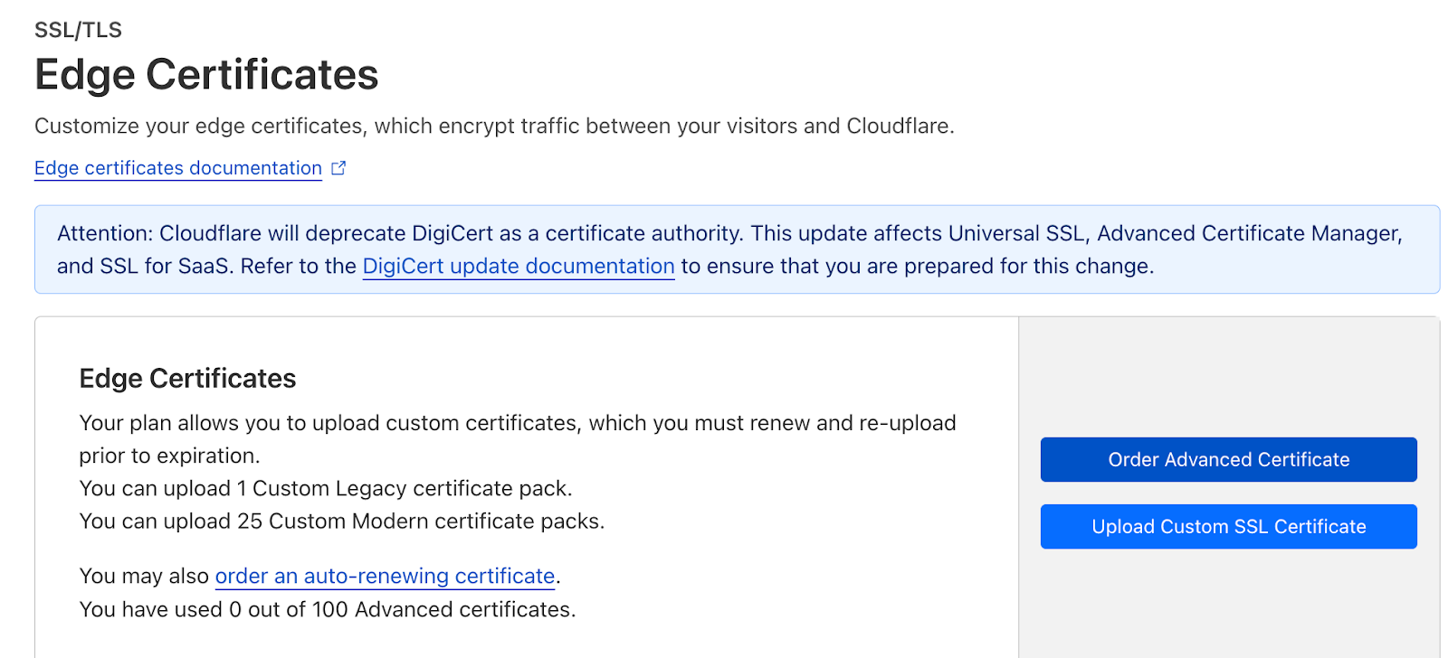 Cloudflare Order Advanced Certificate
