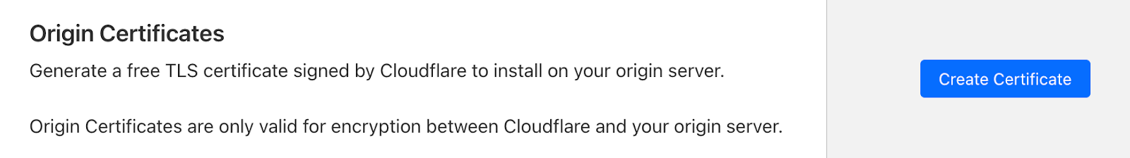 Cloudflare Create Origin certificate