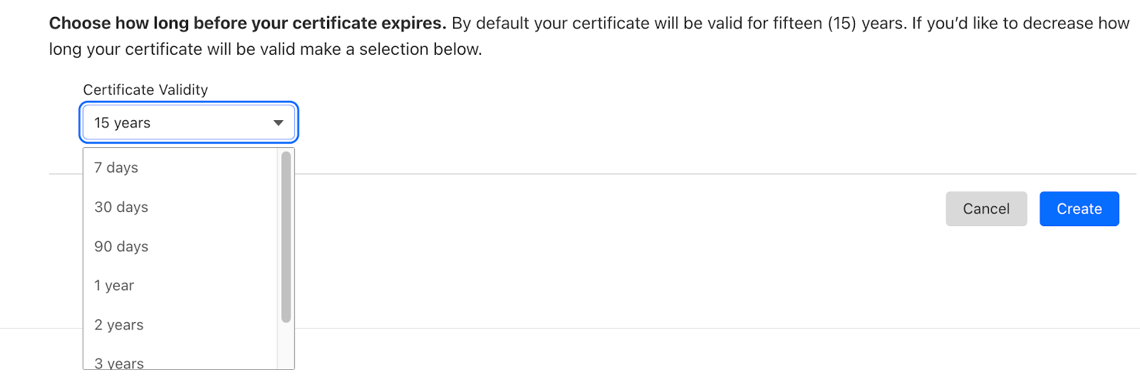 Cloudflare Create Origin certificate Validity