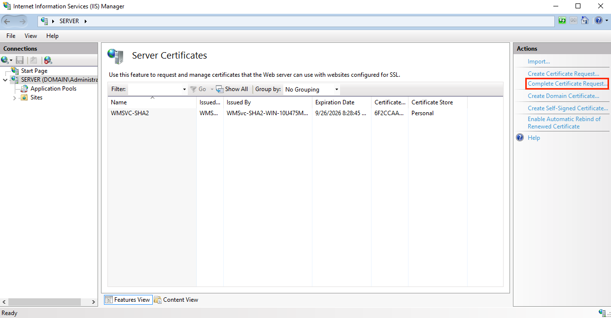 Cloudflare Installation Origin Cert - IIS 10 - Complete certificate request