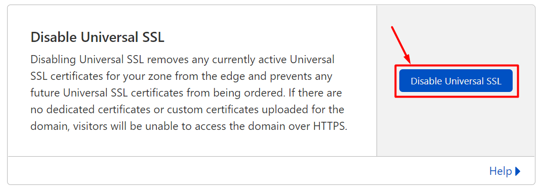 Cloudflare disable universal ssl